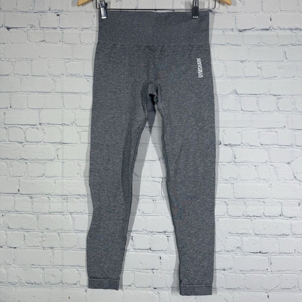 Gymshark Seamless Leggings Women Small  Gray Leg Logo Activewear Gym Training